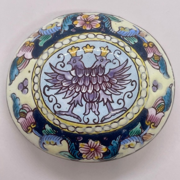 Vintage Copper Phoenix Bird Small Trinket Box - Picture 1 of 6
